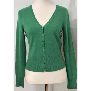 Lord & Taylor Cashmere Sweater Cardigan Green Long Sleeve Button Down Top M